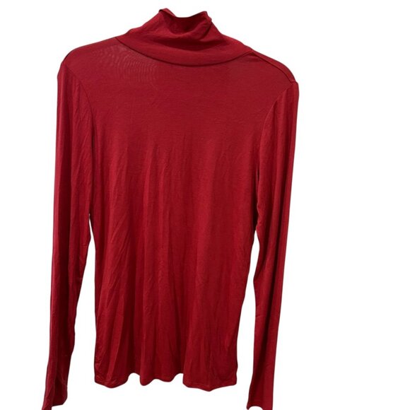 white + warren brick red fine knit turtleneck GORGEOUS L - Picture 3 of 5